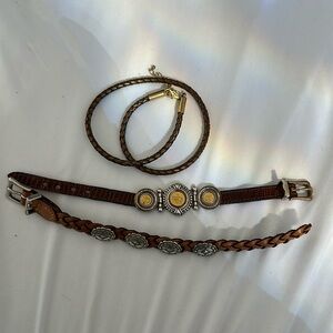 Vintage Boho leather Brighton + Barse lot 2 bracelets and one necklace
